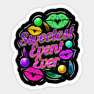 Logo Sweetest Event Ever, Kiss Mouth, Beads For Mardi Gras Sticker